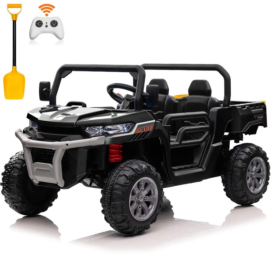 Joyracer 24V Ride On Toys UTV With Remote Control, 2 Seater Ride On Dump Truck, 2x200W Electric Powered 4-Wheeler Toys With Trailer & Shovel, MP3/Bluetooth Music, Big Kids