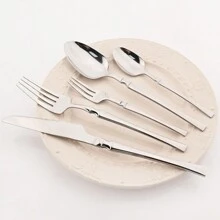 Jokipvy 1/4 أطقم أدوات مائدة من الفولاذ المقاوم للصدأ اللامع، تشمل سكين الطعام و الشوكة والملعقة وملعقة الحلوى، مناسبة للحفلات والزفاف والتجمعات والفنادق والمطاعم والمطبخ المنزلي والمدارس