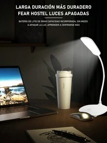 1 Pieza Lámpara Led De Escritorio Ajustable Recargable Por Usb , Para Lectura - Blanco - Ver 9
