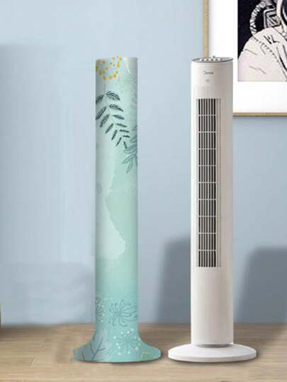 1pc Luxury Dustproof Round Column Fan Cover Elastic Milk Silk Universal Fan Shade For Sofa Slipcover