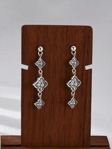1 par de pendientes de flor de cruz de plata de ley 925 vintage, adecuados para el uso diario de las mujeres