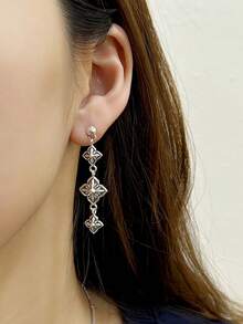 1 par de pendientes de flor de cruz de plata de ley 925 vintage, adecuados para el uso diario de las mujeres