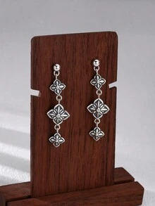 1 par de pendientes de flor de cruz de plata de ley 925 vintage, adecuados para el uso diario de las mujeres