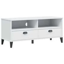White Engineered Wood TV Cabinet Modern Storage Solution For Living Room - White - View 2