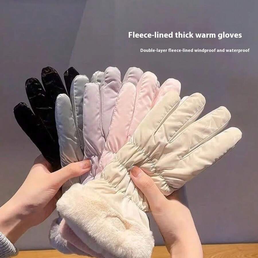 1 Par de guantes de mujer de moda cálidos para otoño e invierno, de material de terciopelo reforzado, que permiten el uso de pantalla táctil, adecuados para ciclismo al aire libre, deportes, escalada de montaña, Navidad y San Valentín, accesorios para fiestas