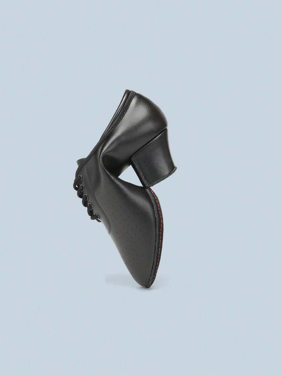 Women's Dance Shoes, Breathable Mesh Upper, Soft 2-Point Sole With Lace-Up, Suitable For Indoor Practice And Performance Hall Dancing - Black - View 1