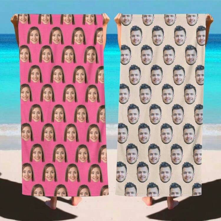 Customized Photo Beach Towel, Customized Pattern Beach Towel, Bath Towel, Customized Face Towel, Customized Pet Face Towel, Customized Printed Towel, Summer Holiday Bathroom Decor, Travel Essentials, Travel Accessories, Beach Necessities, Sunny Trip - Multicolor - View 6