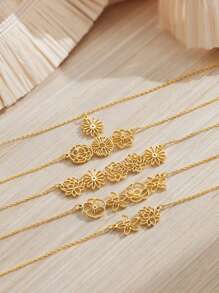 个性化多朵生日花项链，家庭生日花束项链（女士款），可定制1-4朵花吊坠项链，母亲节项链，不锈钢首饰，个性化礼物，生日礼物，旅行礼物，母亲节礼物，复活节配饰礼物，浪漫婚礼配饰礼物，伴娘礼物，女士沙滩配饰 - 金色 - 查看 3