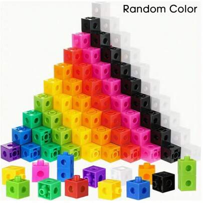 1 Set Random Color Multi-Color Educational Linking Cubes - Learning Plastic Interlocking Blocks, Cubic Stacking Blocks, Building Block Toy, Suitable For Counting & Color Sorting, DIY Cube Assembly, Early Education Teaching Aid Toys, Logic Thinking & Fine Motor Skills Training, Creative Building, Classroom Reward - Ideal Gift For Thanksgiving & Christmas, Suitable For 3 Years Old And Above