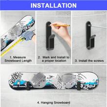 Horizontal Snowboard Wall Mount Clips Snowboard Wall Rack Snowboard Mount Storage Snowboard Display Wall Mount For Room, Garage - Multicolor - View 5