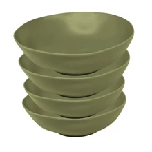 Kit Of 4 Bamboo And PP Bowls Assorted 12cm Compact And Functional For Cakes, Salads And Mixes - Home And Restaurants - 軍綠色 - 查看 1