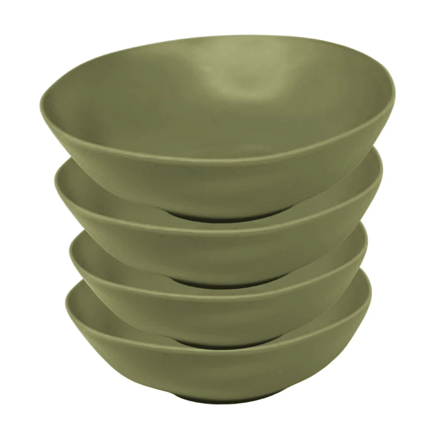 Kit Of 4 Bamboo And PP Bowls Assorted 12cm Compact And Functional For Cakes, Salads And Mixes - Home And Restaurants - 軍綠色 - 查看 1