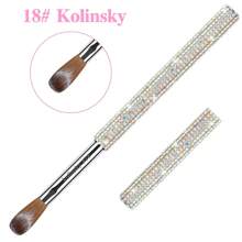 1 Stück funkelnde Strass Nagelbürste, Kolinsky Acryl Pinsel, Acryl Pulver Nagelpinsel (Silber, Größe #8-#18)