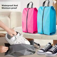 1pc Portable Dustproof Shoe Storage Bag, Travel Convenient Nylon Shoe Pouch With Sturdy Zipper, Waterproof Pocket Shoe Organizer Bag