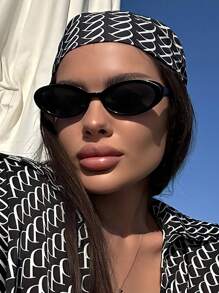 1pc European And American Style Black Frame Cow Print Fashion Glasses - Multicolor - View 2