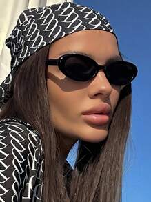 1pc European And American Style Black Frame Cow Print Fashion Glasses - Multicolor - View 1