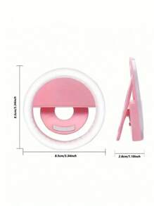 1pc White/Pink Portable Selfie Ring Light With USB Charging, Photo Shoot, Beauty, And Skin Enhancement Functions - Multicolor - View 9