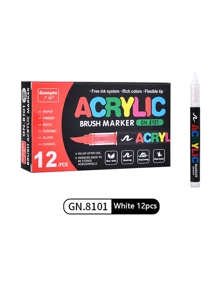 GuangNa 12支/套黑白丙烯颜料马克笔，共240色。水性涂鸦笔，适用于黑色卡纸、木材、画布、石头、岩石绘画、玻璃和陶瓷表面。是DIY工艺品、艺术项目和文具的理想之选。 - 彩色 - 查看 14