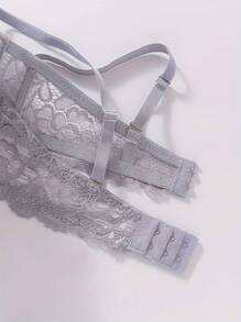 3pcs Lace Padded Push-Up Bra Set, Thickened Cup Lining, [Suggest Sizing Up] - Multicolor - View 7