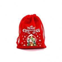 1 bolsa de regalo de Navidad - 1 pieza aleatoria de bolsa de regalo de franela con cordón, bolsa de embalaje de caramelos, 12 piezas (rojo) - Multicolor - Ver 12