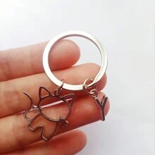 1pc 26 English Letters Metal Cartoon Cat Keychain, Creative Letter Keyring Accessory, Gift For Bag, Car, Couple, Unisex Car Accessories Bag Charm Backpack For School