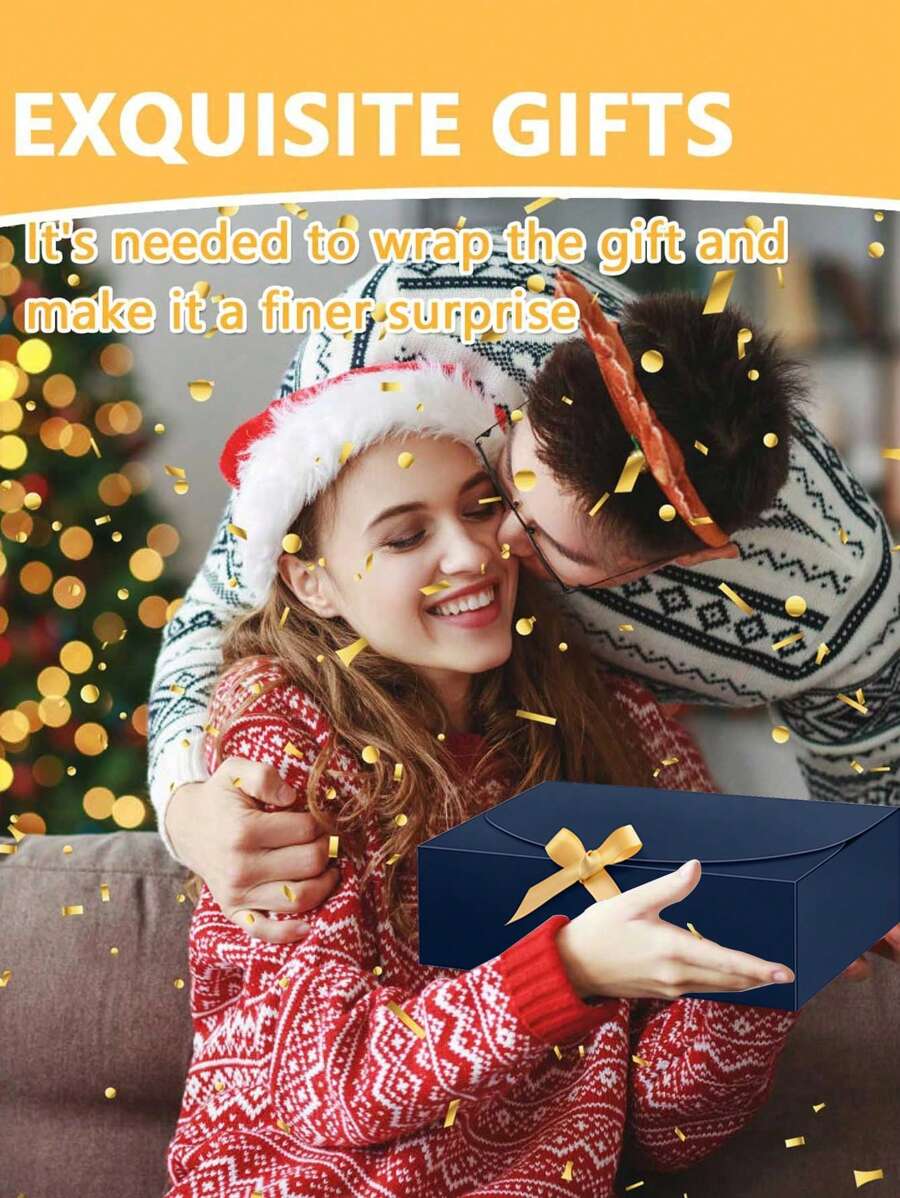 10pcs-Navy Blue Gift Box With Lid, Blue Kraft Gift Box, Bridesmaid ...