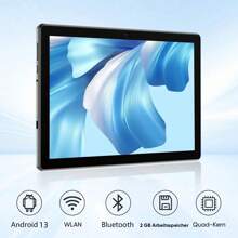 ECOPAD Android 13 平板电脑 2024，2GB+64GB 1TB 设备，2.4G WiFi，10.1-Zoll 高清平板电脑，四核处理器 Bis Zu 2.0GHz，6000mAh，(2.0MP+5.0MP) 双摄像头，蓝牙，1280 * 800 触摸屏，紫光展锐PC。 SC7731E.1,3 GHz - 黑色 - 查看 1