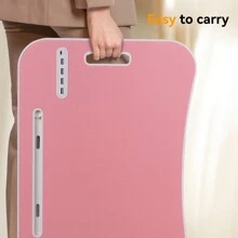Escritorio para cama para computadora portátil, mesa plegable portátil para computadora portátil con puerto de carga USB, portavasos y cajón de almacenamiento, bandeja de escritorio para regazo para cama, sofá y piso, para escribir, leer o comer - Rosa - Ver 5