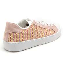 Low-Top Patterned Fabric Shoe With Laces And Thick Sole