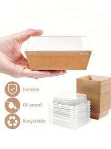 5 件/10 件/20 件甜点盒，带透明盖子熟食盒，防油牛皮纸，白色粉色牛皮纸烘焙盒，非常适合饼干、马卡龙、蛋糕、三明治，适合婚礼、派对和特殊场合 - 彩色 - 查看 5