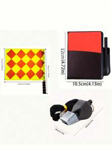 Referee Set: 1 Pair Football Flags, 1 Whistle, 1 Red & Yellow Card - Perfect For Football Training And Matches, Back To School, Sports Festivals - Mix - View 3