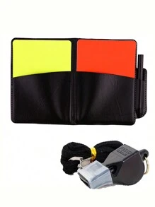 Referee Set: 1 Pair Football Flags, 1 Whistle, 1 Red & Yellow Card - Perfect For Football Training And Matches, Back To School, Sports Festivals - Mix - View 9