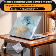 有 4 种大理石图案可供选择，并配有键盘保护膜。它与 MacBook Air Pro 保护套、13/14/15/16 英寸电脑保护套兼容，并配有键盘保护膜，A1370、A1534、A1502、A1707、A2337、A1932、A2179、A2338、A1706、A1708、A2681 塑料硬壳笔记本电脑保护套，黑色、蓝色大理石图案 A2485 A2442、A1466 A1369