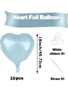 10pcs/Set 18inch Heart Shaped Foil Balloon In Gold, White, Red, Pink, Blue, Cream, Light Gold, Black - Perfect For Birthday Party, Wedding, Valentine's Day, Anniversary, Bridal Shower, New Year Party Decoration, Room Decor, Photo Props - Multicolor - View 17