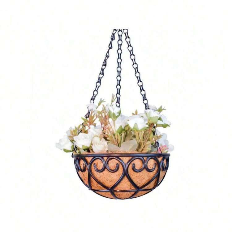 1pc Outdoor Decorative Iron Chain Hanging Flower Basket/Planter, Suitable For BBQ, Gardening, Home Decor, Bird Cage - Multicolor - View 8