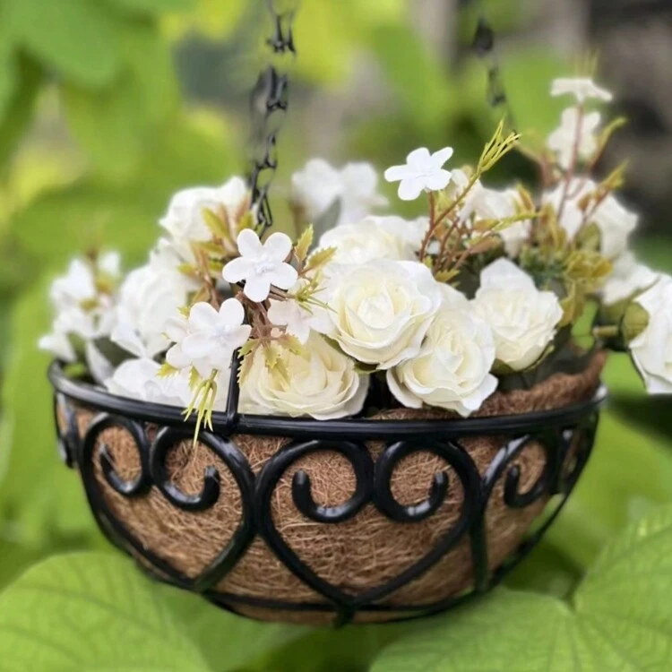 1pc Outdoor Decorative Iron Chain Hanging Flower Basket/Planter, Suitable For BBQ, Gardening, Home Decor, Bird Cage - Multicolor - View 6