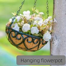 1 件户外装饰铁链悬挂花篮/花盆，适用于烧烤、园艺、家居装饰、鸟笼 - 彩色 - 查看 7