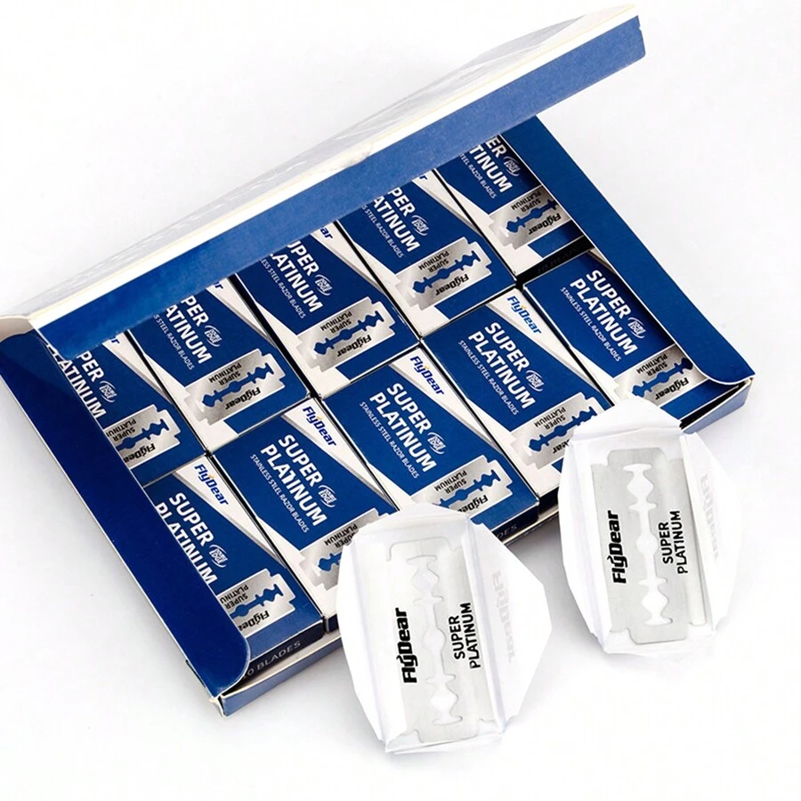 100 piezas/30 piezas/20 piezas/10 piezas Hojas de afeitar, hojas de acero inoxidable de doble filo, rasquetas para afeitar y recortar cejas, hojas de afeitar manuales antiguas, hojas de afeitar de doble filo - Multicolor - Ver 1