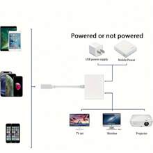 1080P HDMI Adapter Converter, Plug & Play HD TV Display Connector Compatible With IPhone/IPad, Sync Screen Mirroring For HDTV/Projector/Monitor (No Power Supply Needed)