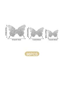 96pcs/48pcs Glitter Silver 3D Butterfly Wall Sticker, Stickers, Wall Decal, Vinyl Decal For Home Decorations, Spring Decoration Items Refresh Your Home, Rama Decoration Stickers - Silver - View 9