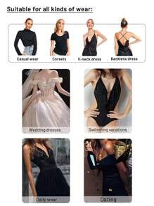 1对自粘硅胶薄加厚隐形胸垫，适用于泳装比基尼，提升胸型，纯色胸罩罩杯 - 卡其色 - 查看 5