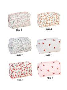 1 Stück vintage Blumenmuster weiches Kosmetiktäschchen, kreatives Design mit großer Öffnung als Kosmetik Aufbewahrungstasche - geräumig und mit geschmackvollem Reißverschluss, geeignet für Reise-Utensilien, Tischdekoration, Urlaub am Strand, Badezimmer, Schlafzimmer, großes Fassungsvermögen