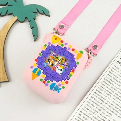 Bitzee 互动玩具数字宠物 Beezeepet 电子宠物硅胶保护套，彩色卡通动物和食物图案，超可爱又有趣的儿童礼物，全身保护，柔软硅胶，防摔防刮，带挂绳（注意：仅包含保护套和挂绳，不包含设备）