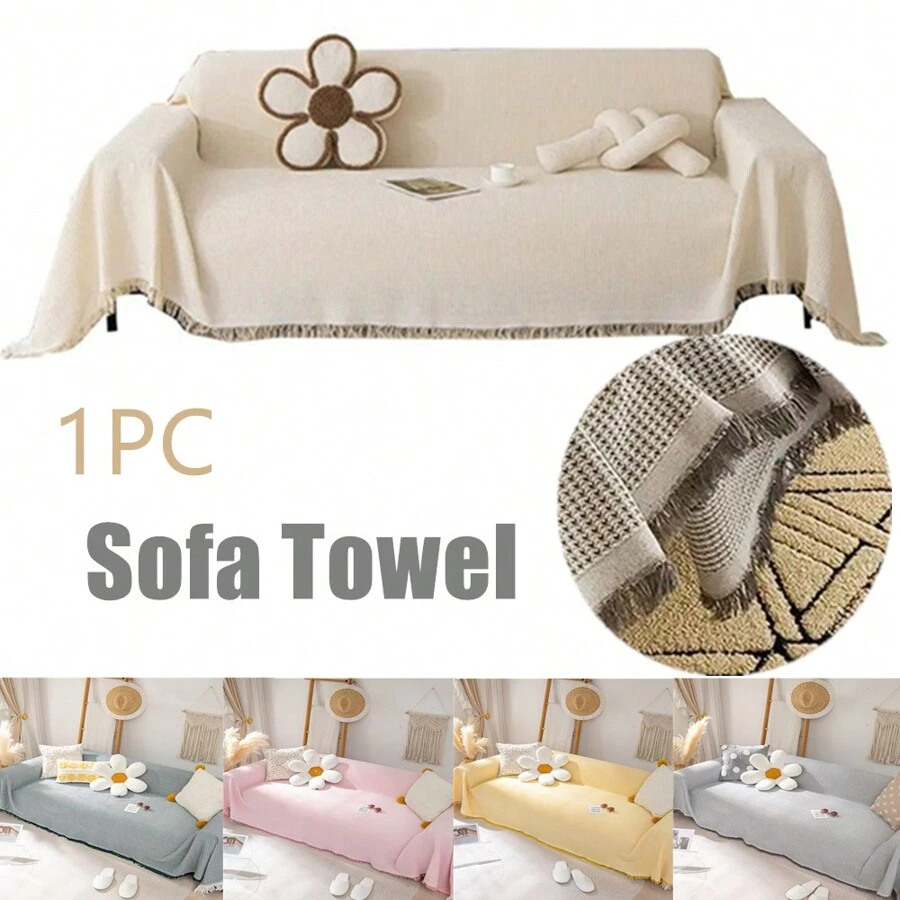 1-Pack Sofa Cover/Wrapper, Solid Color Non-Slip Sofa Cover, Living Room Furniture Decorative Tapestry, Knitted Universal Home Furnishings, Sofa Cover, Full Coverage Fabric, Yarn, Camping Blanket, Sofa Cushion Cover, All-Season Sofa Cover, Nordic Style Sofa Cover, Full Coverage Sofa Cushion Cover, - Multicolor - View 1