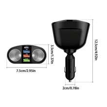 黑色 ABS 材质多功能车载充电器 6 端口车载电源适配器，双端口适配器，携带方便，适用于 12-24V 车型