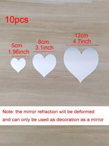 10 piezas de adhesivos en forma de corazón de espejo acrílico plateado, calcomanías de espejo cosmético DIY - Plateado - Ver 2