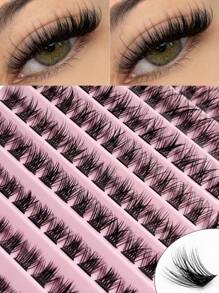 Rikuaild 120 CHIẾC D Curl Clusters Lash 8-16mm Mi lẻ Nối mi Crossed Wispy Natural Look Mi cụm mềm mại Mi cụm, Cụm mi, Lông mi riêng lẻ, Lông mi, Lông mi giả - D - Xem 1