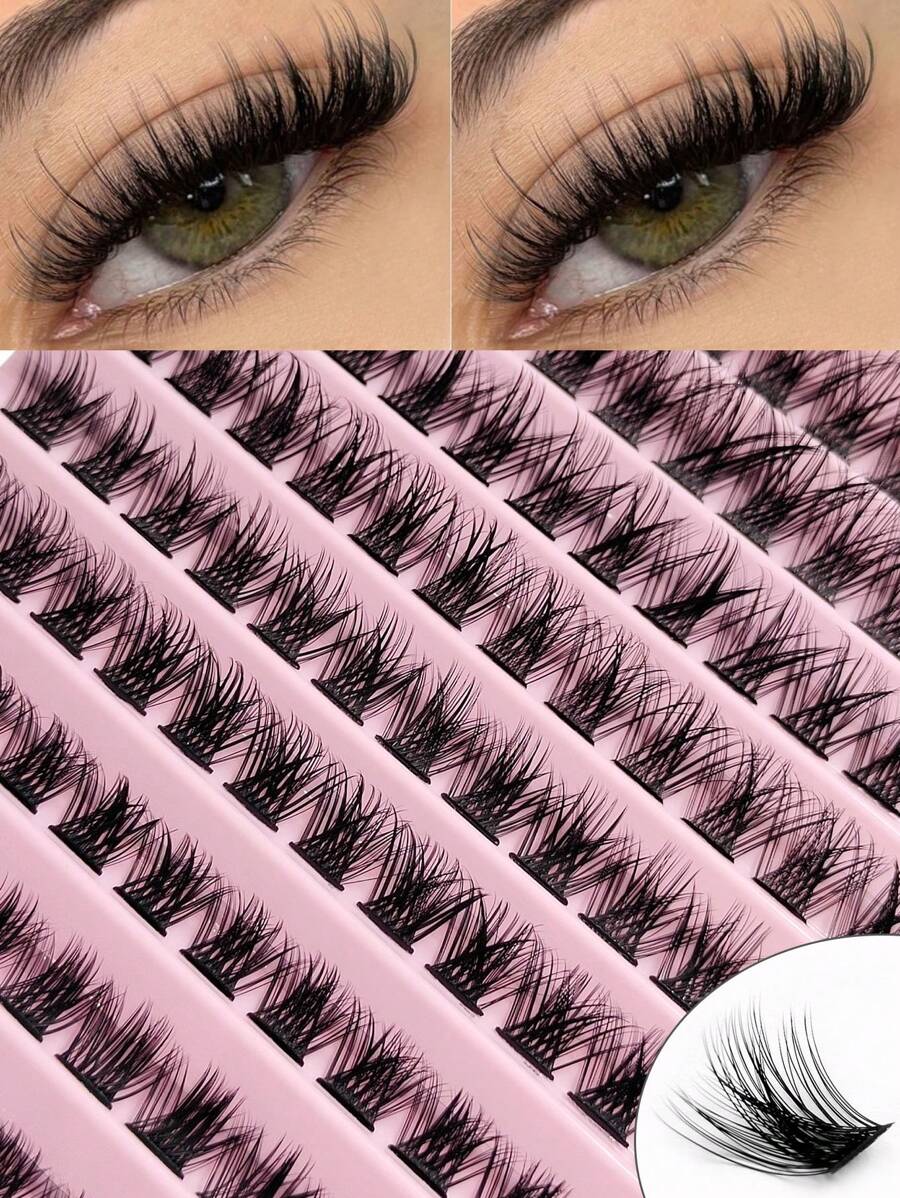 Rikuaild 120 CHIẾC D Curl Clusters Lash 8-16mm Mi lẻ Nối mi Crossed Wispy Natural Look Mi cụm mềm mại Mi cụm, Cụm mi, Lông mi riêng lẻ, Lông mi, Lông mi giả - D - Xem 1