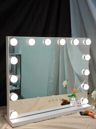 Espejo de maquillaje iluminado con 14 bombillas LED, de gran tamaño