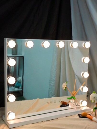 Espejo de maquillaje con luces Vanidad de caliente, espejo de vanidad grande iluminado con 14 bombillas LED